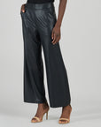 Liquid Leather™ - Sheen Zip Closure Loose Leg Pocket Pant - Black