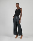 Liquid Leather™ - Sheen Zip Closure Loose Leg Pocket Pant - Black