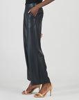 Liquid Leather™ - Sheen Zip Closure Loose Leg Pocket Pant - Black