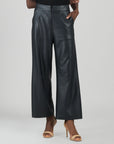 Liquid Leather™ - Sheen Zip Closure Loose Leg Pocket Pant - Black
