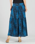 Crinkle Pleat Knit - Tiered Skirt-Pant - Water Ripple-Cobalt - Final Sale!