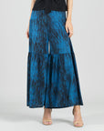 Crinkle Pleat Knit - Tiered Skirt-Pant - Water Ripple-Cobalt - Final Sale!