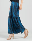 Crinkle Pleat Knit - Tiered Skirt-Pant - Water Ripple-Cobalt - Final Sale!
