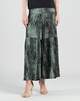 Crinkle Pleat Knit - Tiered Skirt-Pant - Water Ripple-Olive - Final Sale!