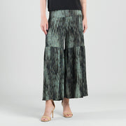 Crinkle Pleat Knit - Tiered Skirt-Pant - Water Ripple-Olive - Final Sale!