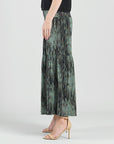 Crinkle Pleat Knit - Tiered Skirt-Pant - Water Ripple-Olive - Final Sale!