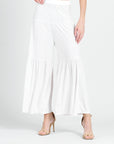 Soft Pleat Knit - Tiered Skirt-Pant - Ivory