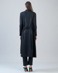 Liquid Leather™ Zip Front Trench Coat - Black
