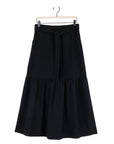 Linen Knit - Tie Waist Tiered Maxi Skirt - Black - Final Sale! - Clara Sunwoo