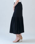 Linen Knit - Tie Waist Tiered Maxi Skirt - Black - Final Sale!