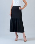 Linen Knit - Tie Waist Tiered Maxi Skirt - Black - Final Sale!