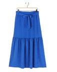 Soft Textured Rayon - Tie Waist Tiered Maxi Skirt - Cobalt - Final Sale! - Clara Sunwoo