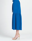 Soft Textured Rayon - Tie Waist Tiered Maxi Skirt - Cobalt