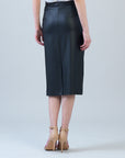 Liquid Leather™ Side Pocket Midi Skirt - Black