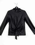 Liquid Leather™ - Sheen Center Front Tie Top - Black