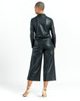 Liquid Leather™ - Sheen Center Front Tie Top - Black