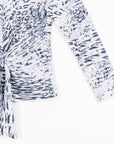 Cozy Shimmer Texture - Center Front Tie Sweater Top - Snow Leopard - Final Sale!