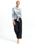 Cozy Shimmer Texture - Center Front Tie Sweater Top - Snow Leopard - Final Sale!