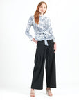 Cozy Shimmer Texture - Center Front Tie Sweater Top - Snow Leopard - Final Sale!