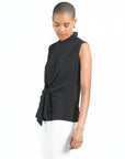 Sleeveless Center Front Tie Top - Black - Final Sale!