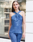Grecian Halter Top - Denim Print - Final Sale!
