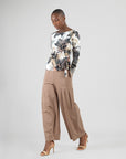 Gauze Knit - Side Tie Waist Top - Petal Whisper