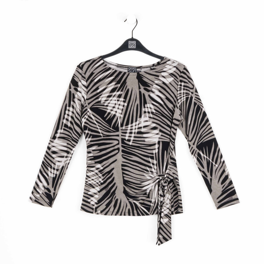Side Tie Waist Top - Palm Leaves - Limited Sizes XL, 1X