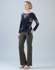 Cozy Knit - Side Tie Waist Sweater Top - Shadow Brush
