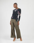Cozy Knit - Side Tie Waist Sweater Top - Shadow Brush