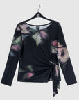 Cozy Knit - Side Tie Waist Sweater Top - Shadow Brush