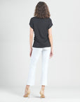 Modal Cotton - Funnel Neck Side Cinched Top - Black - Final Sale!