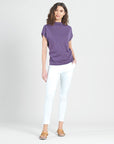 Modal Cotton - Funnel Neck Side Cinched Top - Plum - Final Sale!