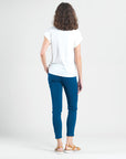 Modal Cotton - Funnel Neck Side Cinched Top - White - Final Sale!