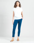 Modal Cotton - Funnel Neck Side Cinched Top - White - Final Sale!