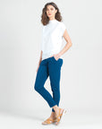 Modal Cotton - Funnel Neck Side Cinched Top - White - Final Sale!