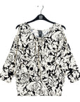 Open Shoulder Blouson Waist Top - Abstract Rose - Final Sale - Clara Sunwoo