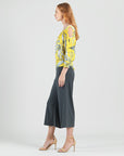 Open Shoulder Blouson Waist Top - Sunlit Palm - Limited Sizes!