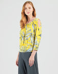 Open Shoulder Blouson Waist Top - Sunlit Palm - Limited Sizes!