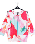 Open Shoulder Blouson Waist Top - Petal Watercolor - Final Sale!