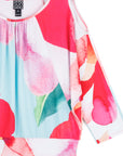 Open Shoulder Blouson Waist Top - Petal Watercolor - Final Sale!