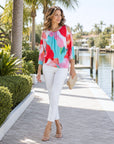 Open Shoulder Blouson Waist Top - Petal Watercolor - Final Sale!