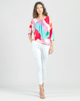 Open Shoulder Blouson Waist Top - Petal Watercolor - Final Sale!