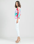 Open Shoulder Blouson Waist Top - Petal Watercolor - Final Sale!