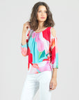 Open Shoulder Blouson Waist Top - Petal Watercolor - Final Sale!