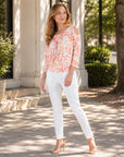 Open Shoulder Blouson Waist Top - Damask Motif - Final Sale