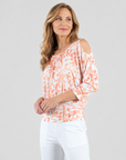 Open Shoulder Blouson Waist Top - Damask Motif - Final Sale