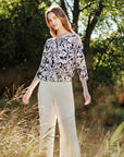 Open Shoulder Blouson Waist Top - Abstract Rose - Final Sale - Clara Sunwoo