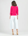 Open Shoulder Blouson Waist Top - Hot Pink - Final Sale!