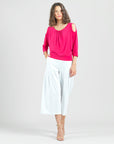 Open Shoulder Blouson Waist Top - Hot Pink - Final Sale!