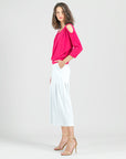 Open Shoulder Blouson Waist Top - Hot Pink - Final Sale!